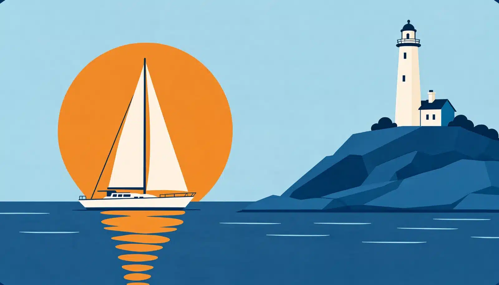 Lobster boat and sailboats in a Massachusetts harbor with a granite breakwater